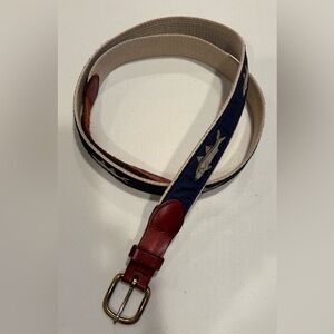 POP-O | men’s leather - canvas, fish, webbed, belt. Size: 46